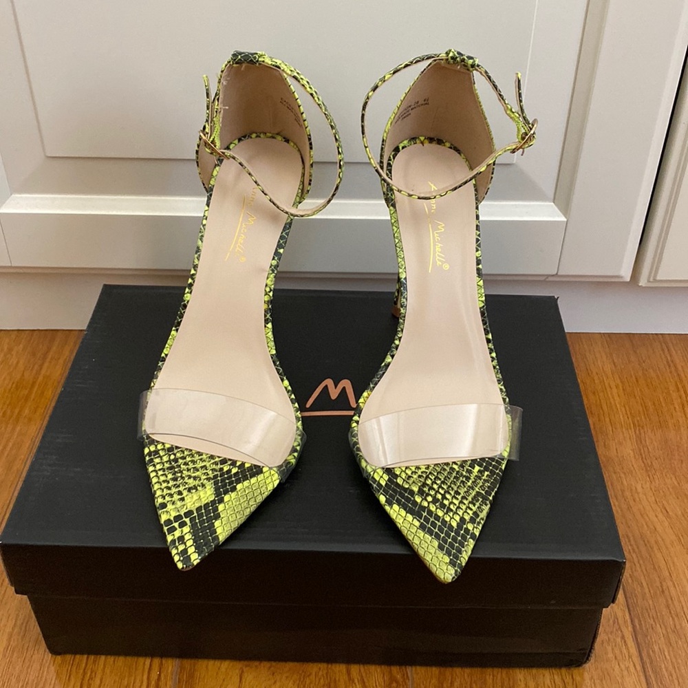 Faux snakeskin heels